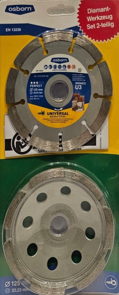 Dronco - Osborn Diamant Trennscheiben Set 125 mm U3 & Diamantschleifteller